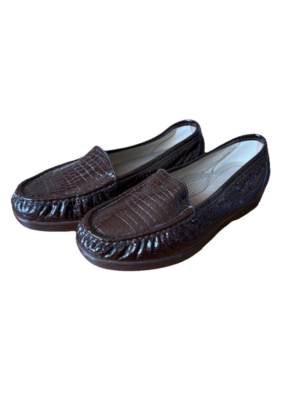 SAS Tripad Comfort Simplify Brown Croc Embossed Slip On Loafer Flats Women 8.5WW